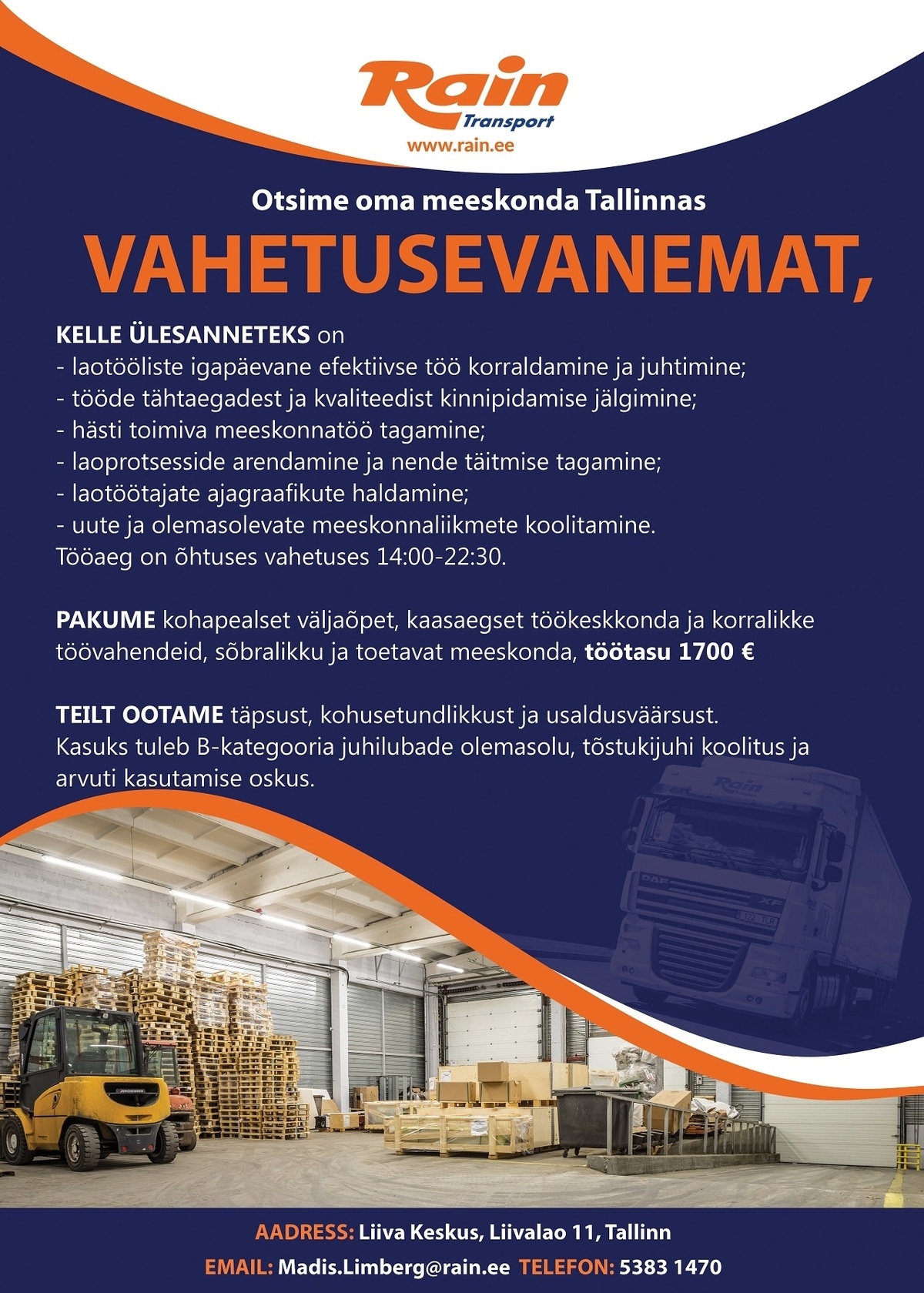 Rain Transport AS Vahetusevanem