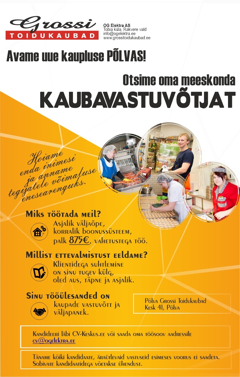 OG Elektra AS Kaubavastuvõtja (UUS kauplus Põlvas)