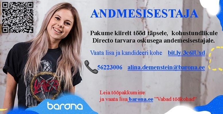 Barona Eesti OÜ KOHE TÖÖD ANDMESISESTAJALE