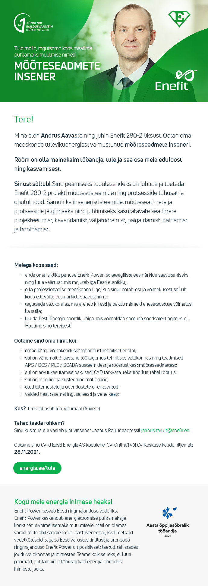 Eesti Energia AS MÕÕTESEADMETE INSENER