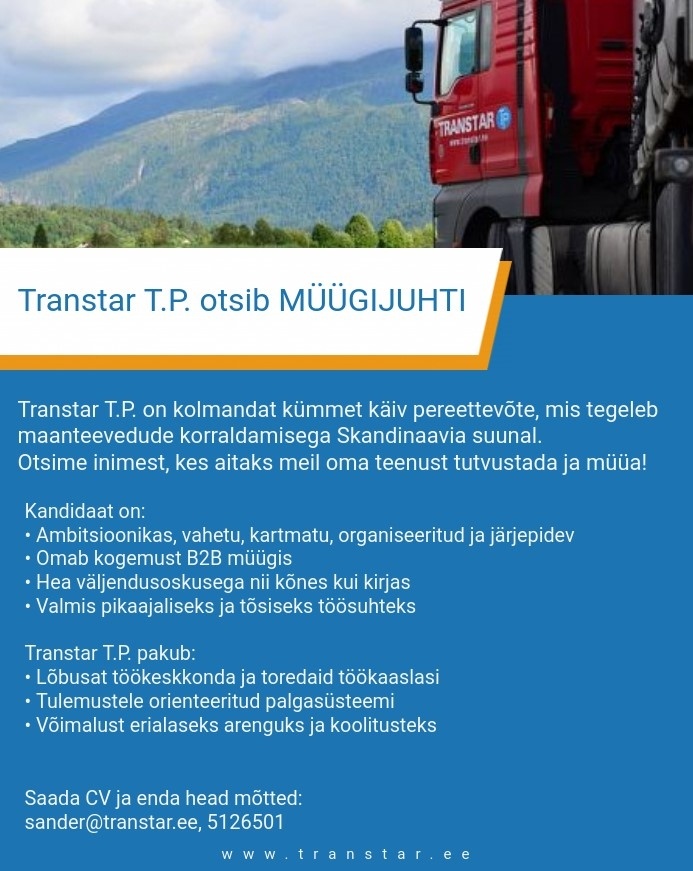 Transtar T.P. OÜ Müügijuht