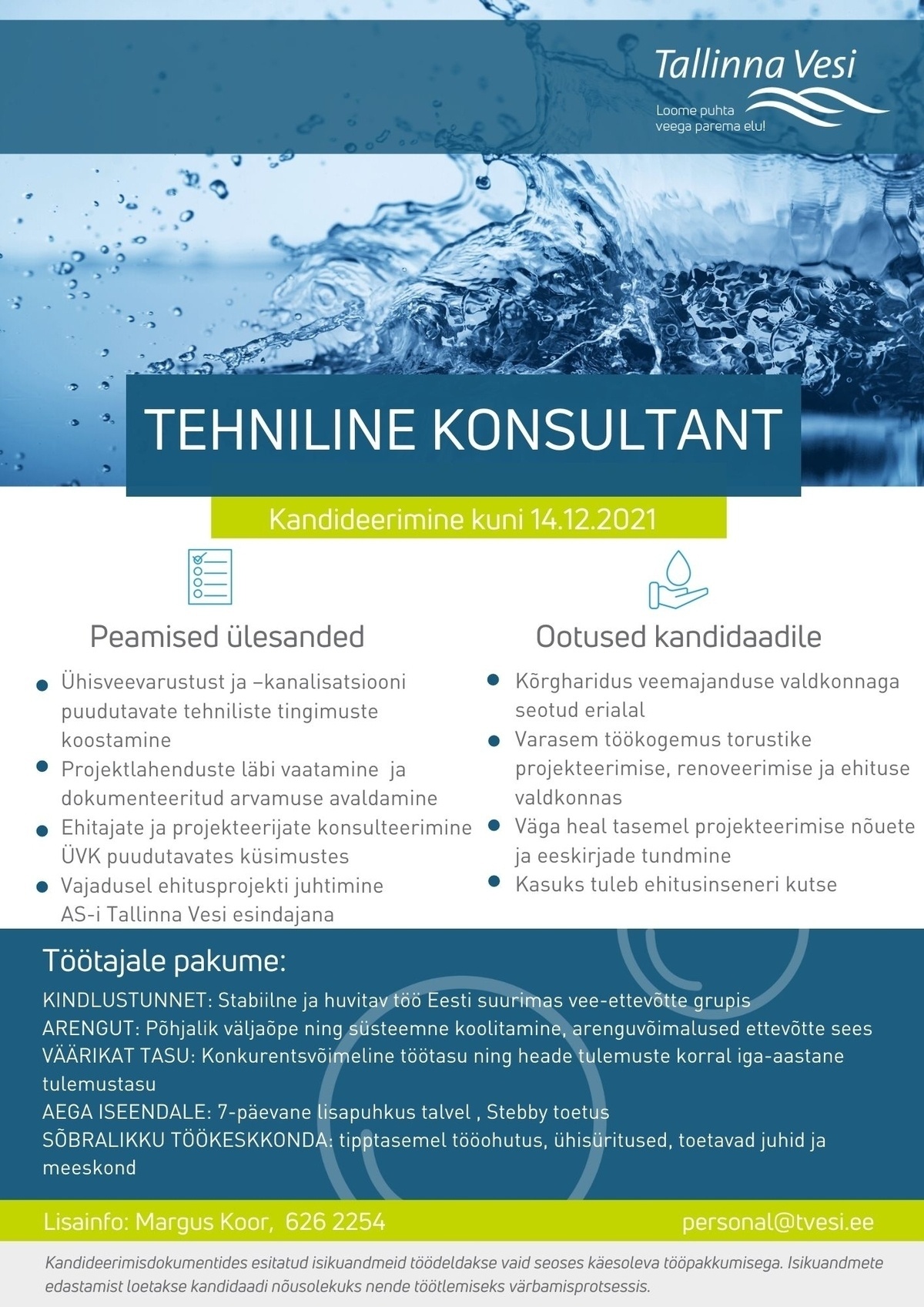 Tallinna Vesi AS Tehniline konsultant