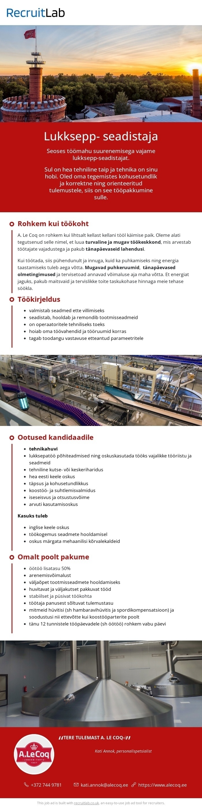 A. Le Coq AS Lukksepp- seadistaja