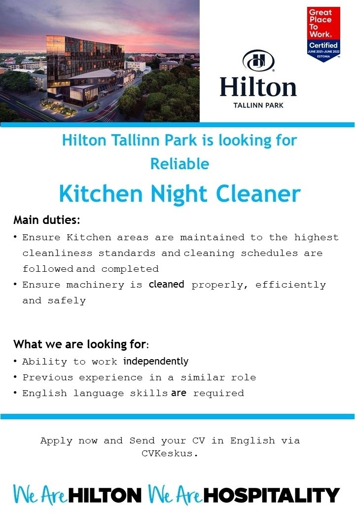 Hilton Tallinn Park Kitchen Night Cleaner