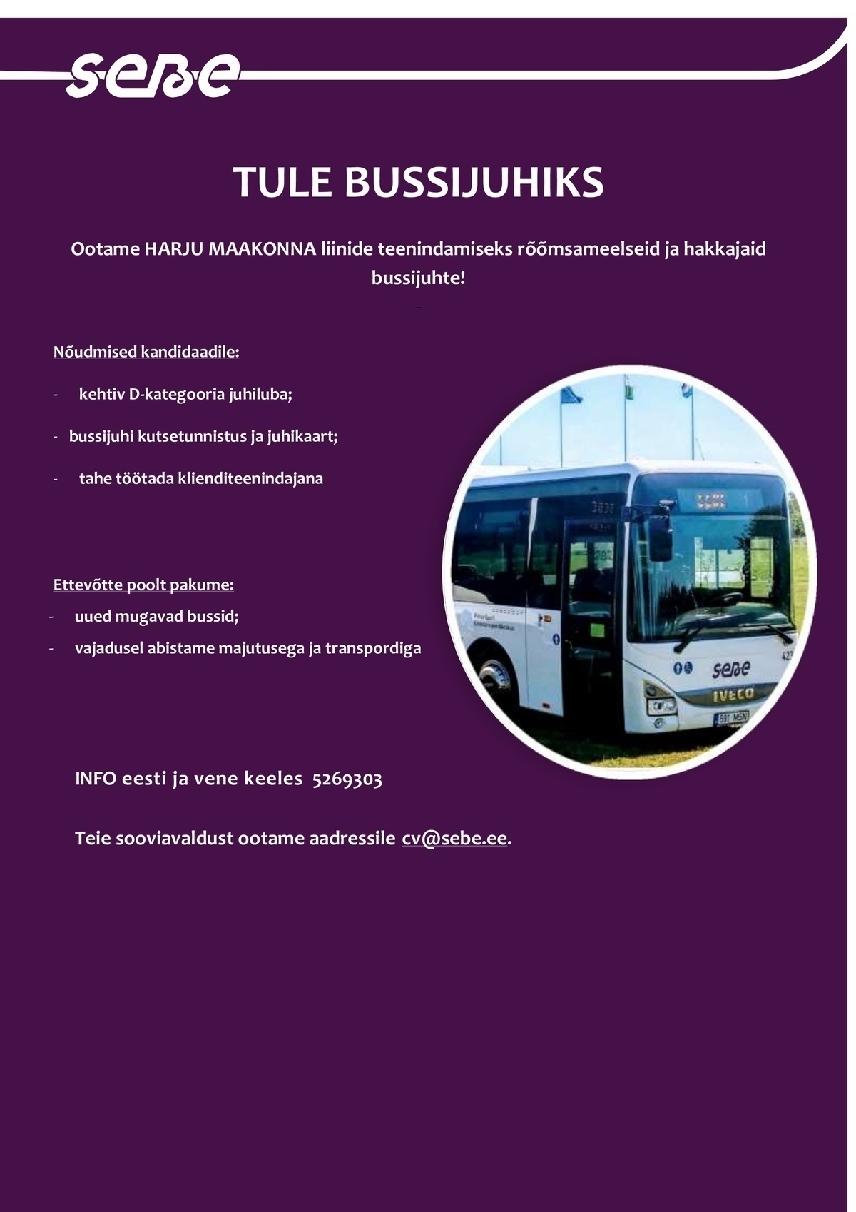 Sebe AS Bussijuht Harjumaa liinidele