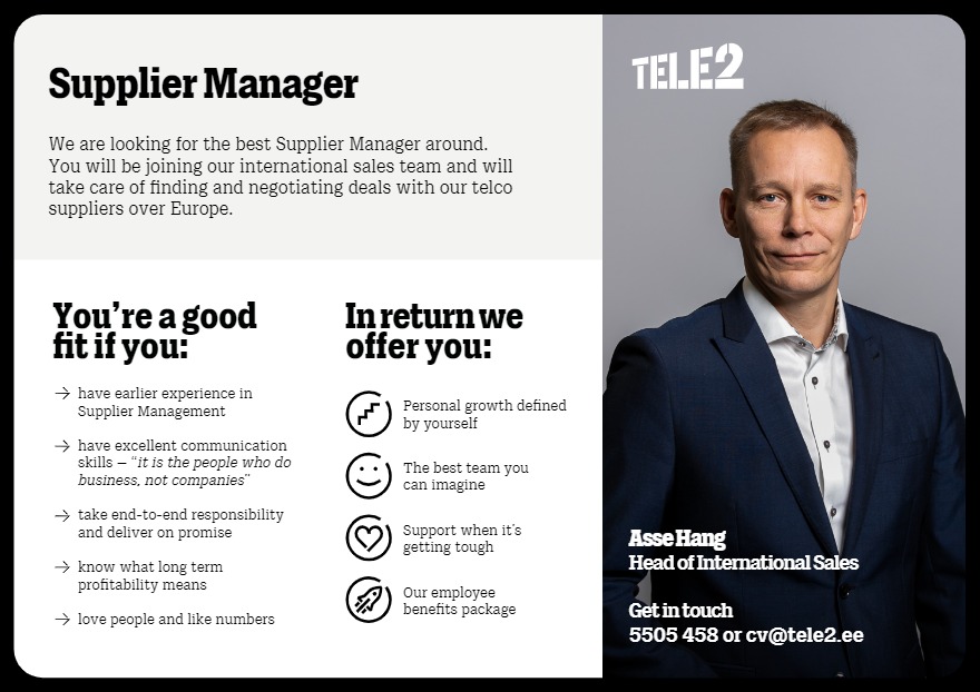 Tele2 Eesti AS Supplier Manager