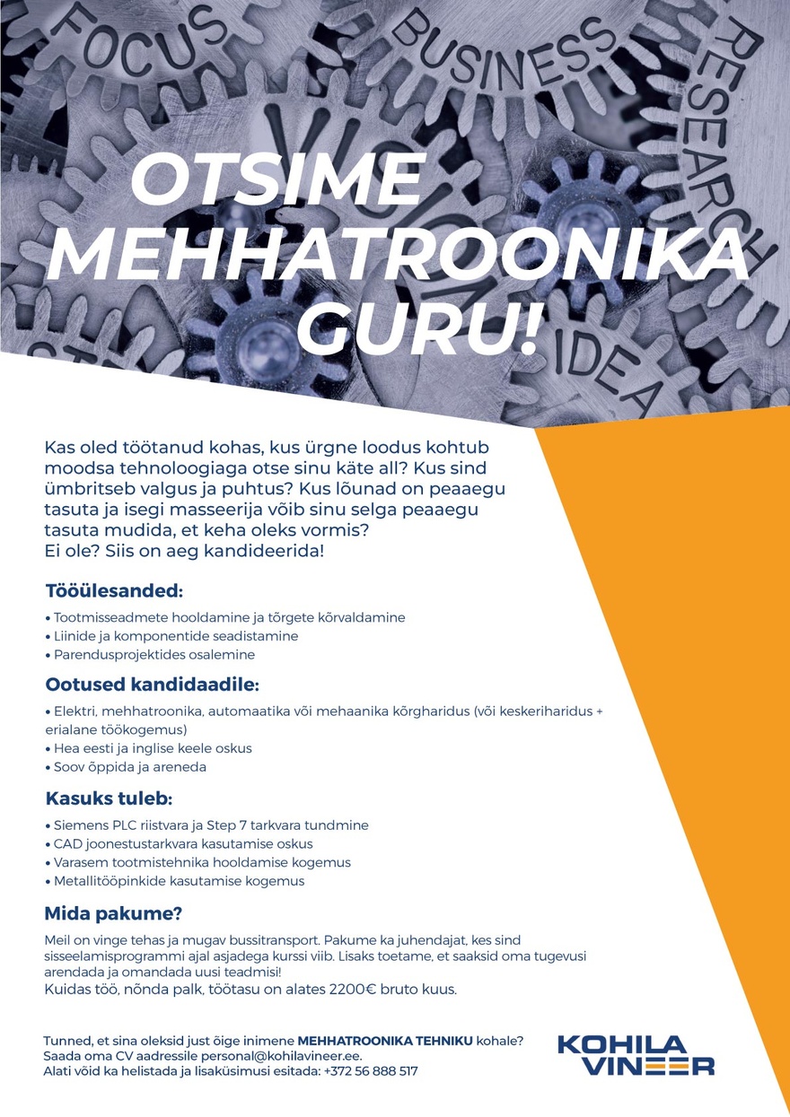 Kohila Vineer OÜ Mehhatroonik