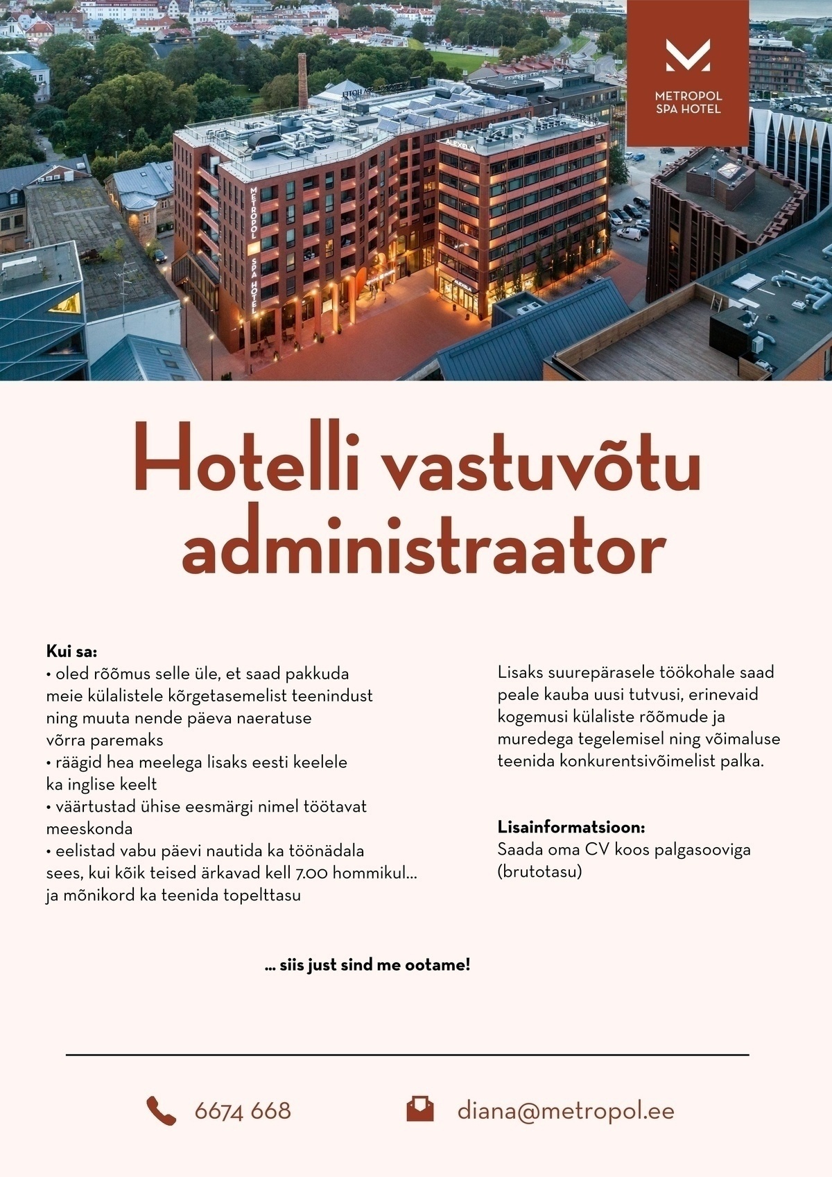 Metropol Hotellid / Haveli Invest OÜ Vastuvõtuadministraator