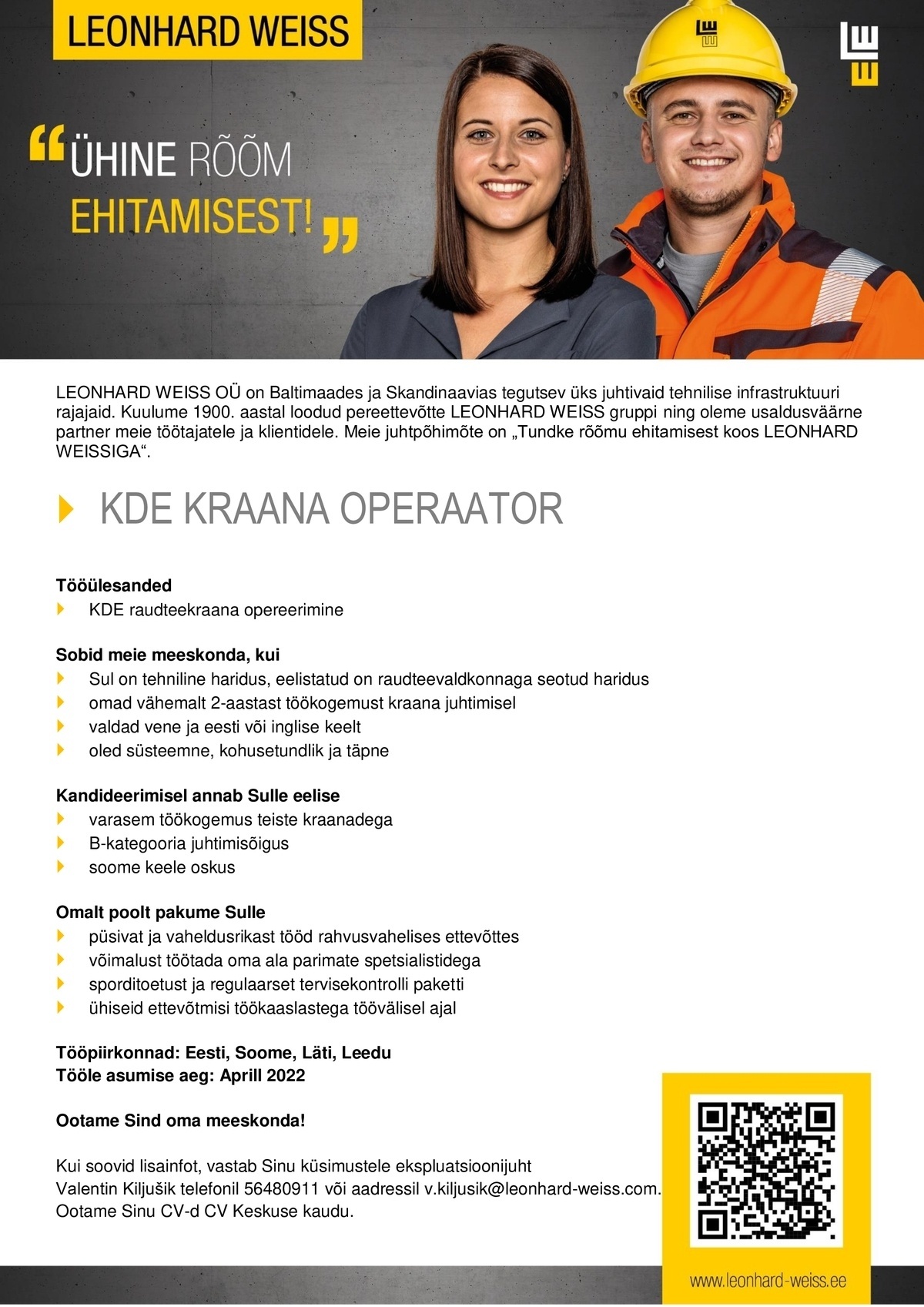 LEONHARD WEISS OÜ KDE kraana operaator