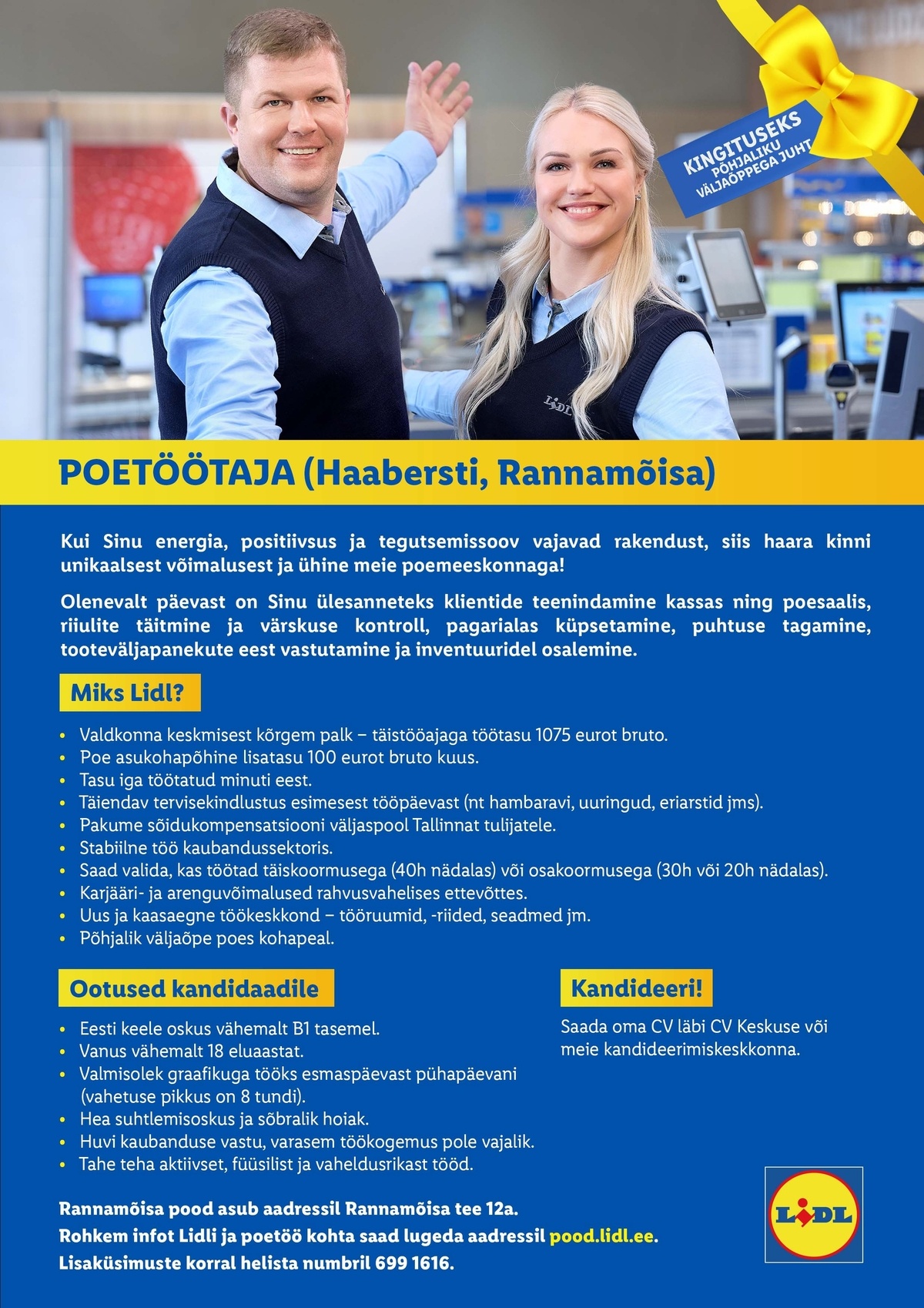 Lidl Eesti OÜ Poetöötaja (Haabersti, Rannamõisa)