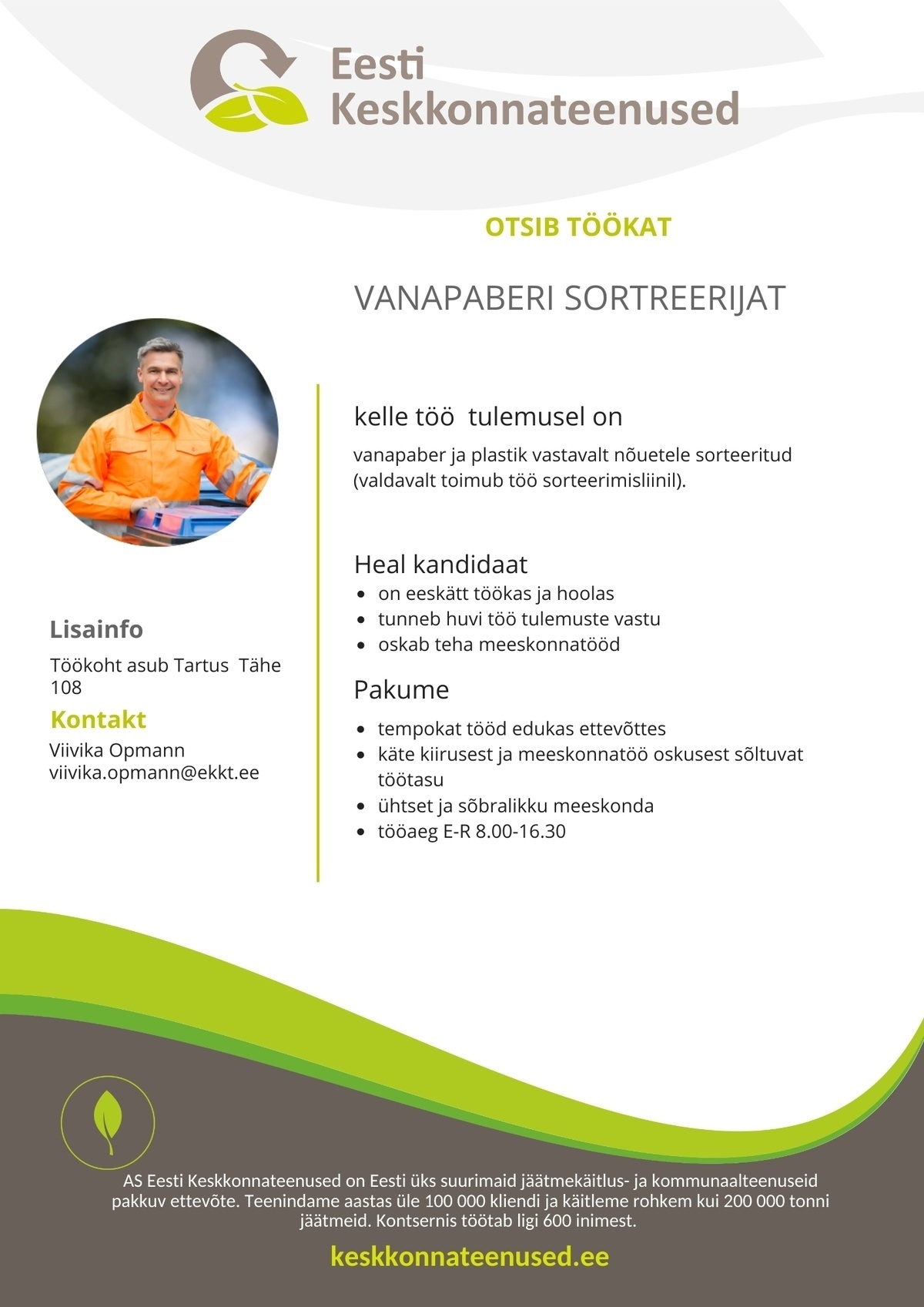 Eesti Keskkonnateenused AS Vanapaberi sorteerija