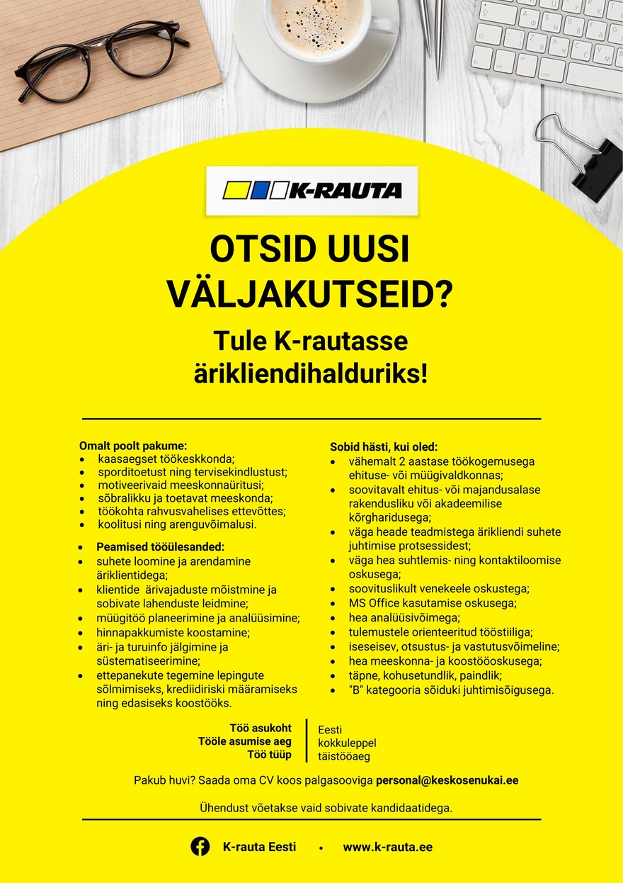 Kesko Senukai Estonia AS Ärikliendihaldur Tallinna K-rauta kauplusesse