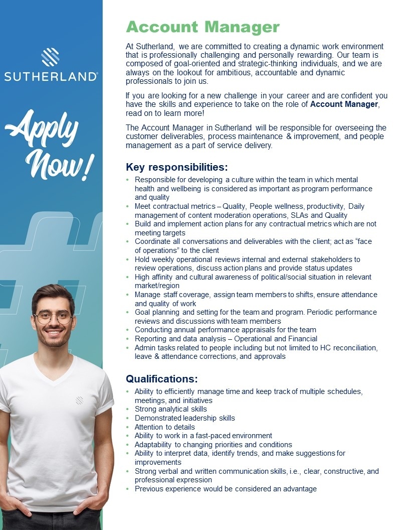 SUTHERLAND GLOBAL SERVICES OÜ Account Manager