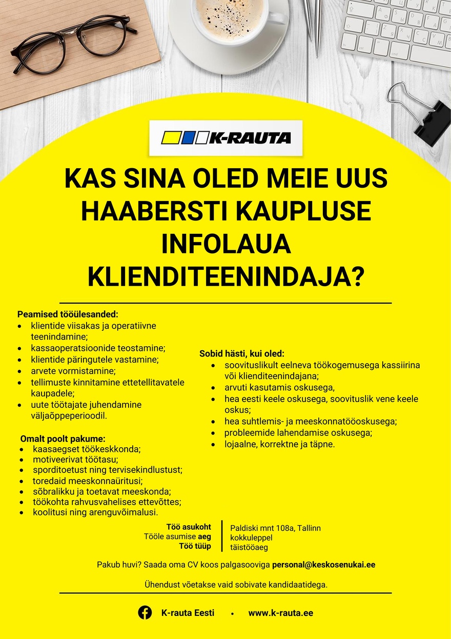 Kesko Senukai Estonia AS Infolaua klienditeenindaja Haabersti K-rauta