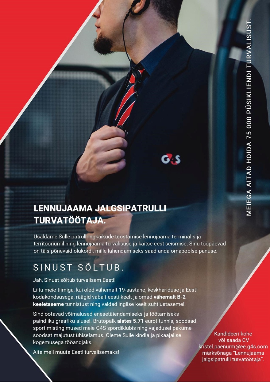 AS G4S EESTI Lennujaama jalgsipatrulli turvatöötaja