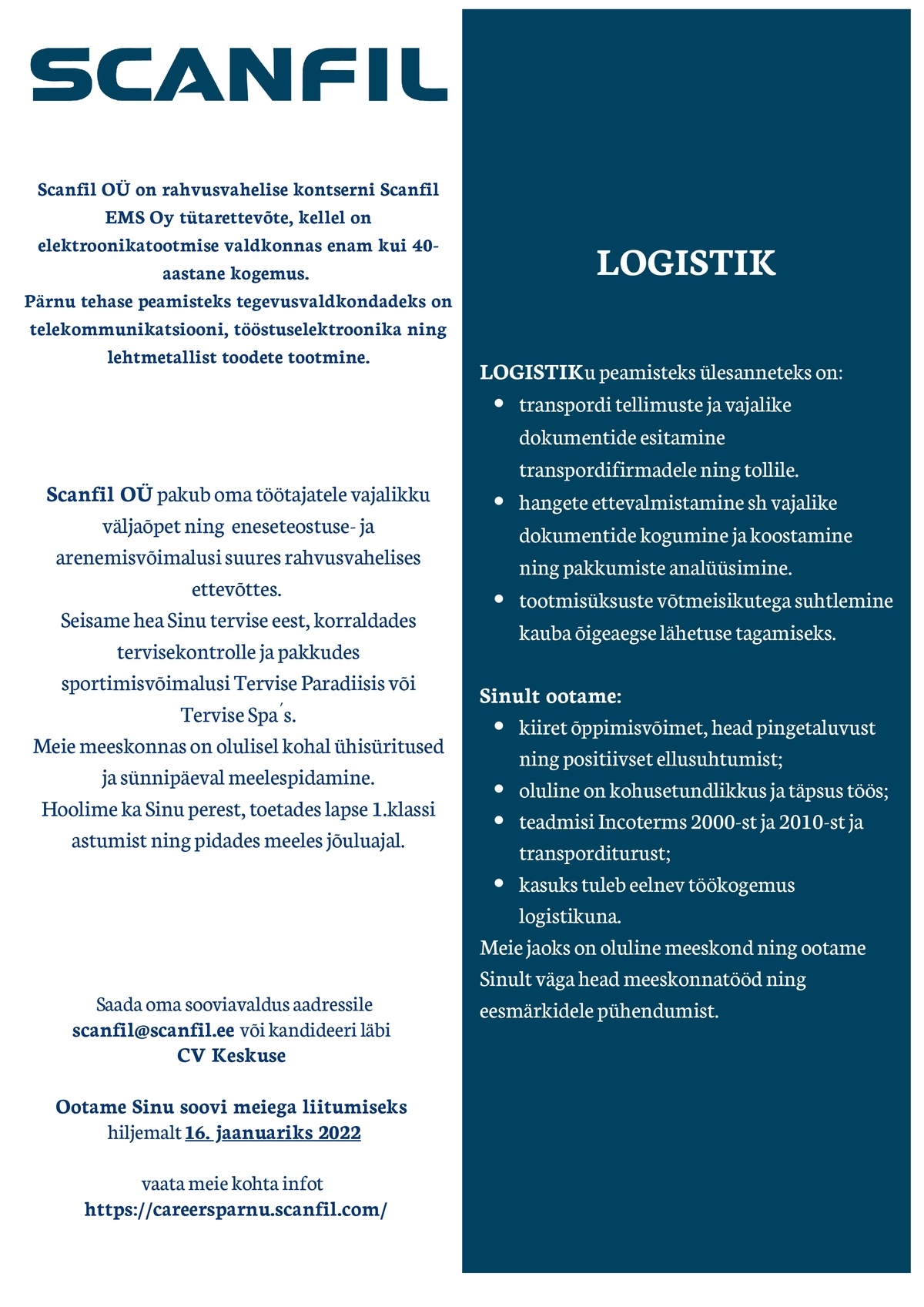 CVKeskus.ee klient logistik