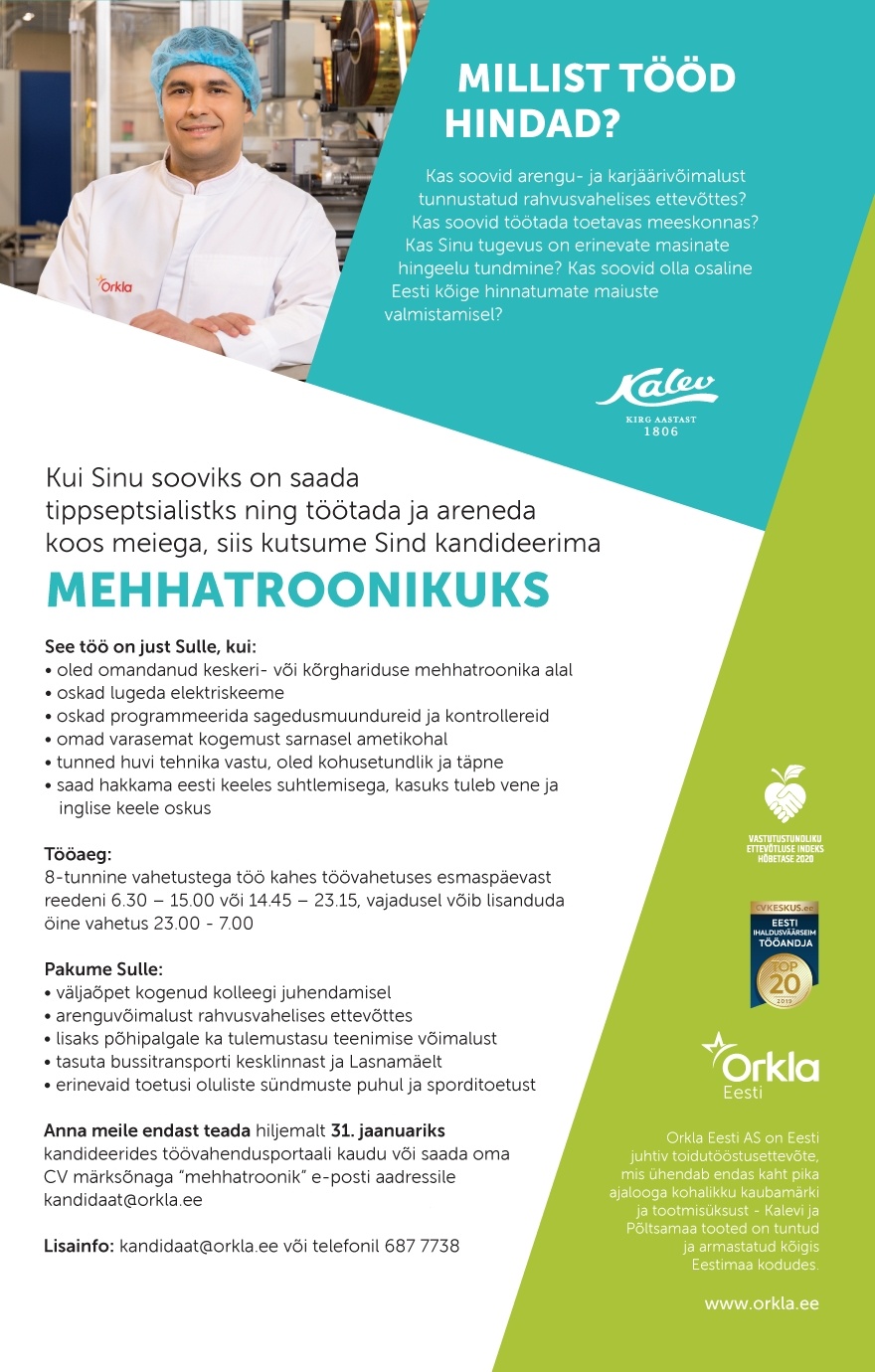 Orkla Eesti AS Mehhatroonik