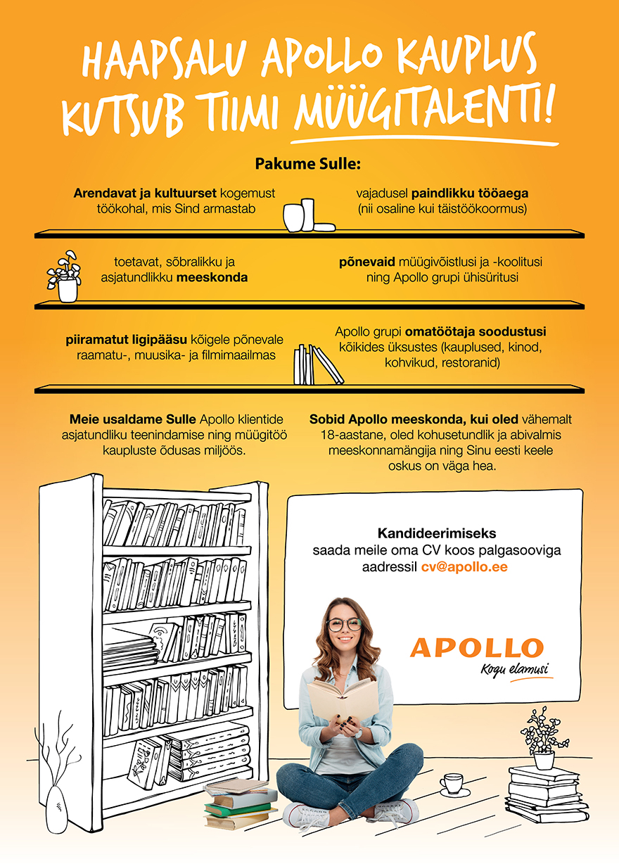 Apollo Kauplused OÜ Haapsalu APOLLO kauplus otsib säravat klienditeenindajat!