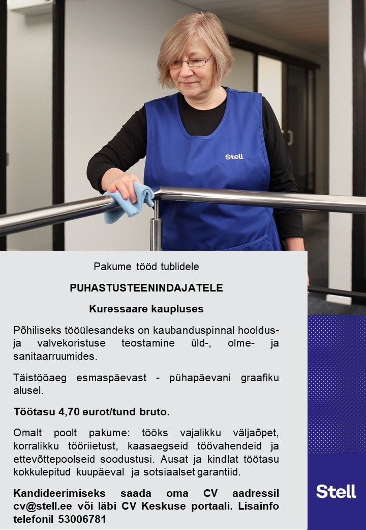 Stell Eesti AS Puhastusteenindaja Kuressaare kaupluses