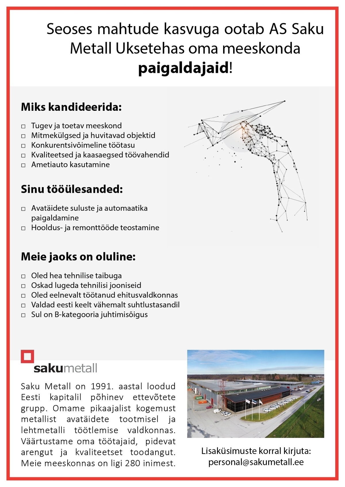 Saku Metall AS Paigaldaja