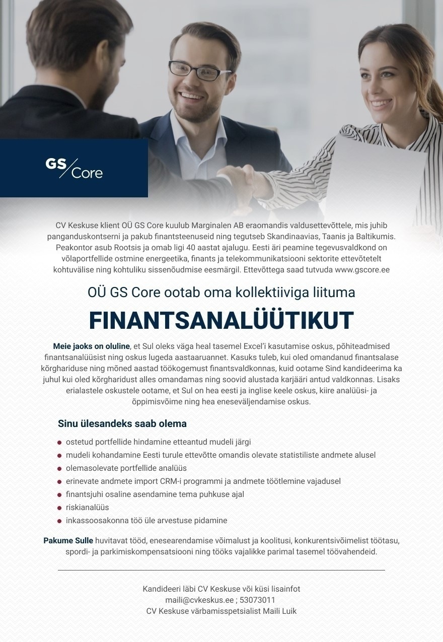 CVKeskus.ee klient Finantsanalüütik