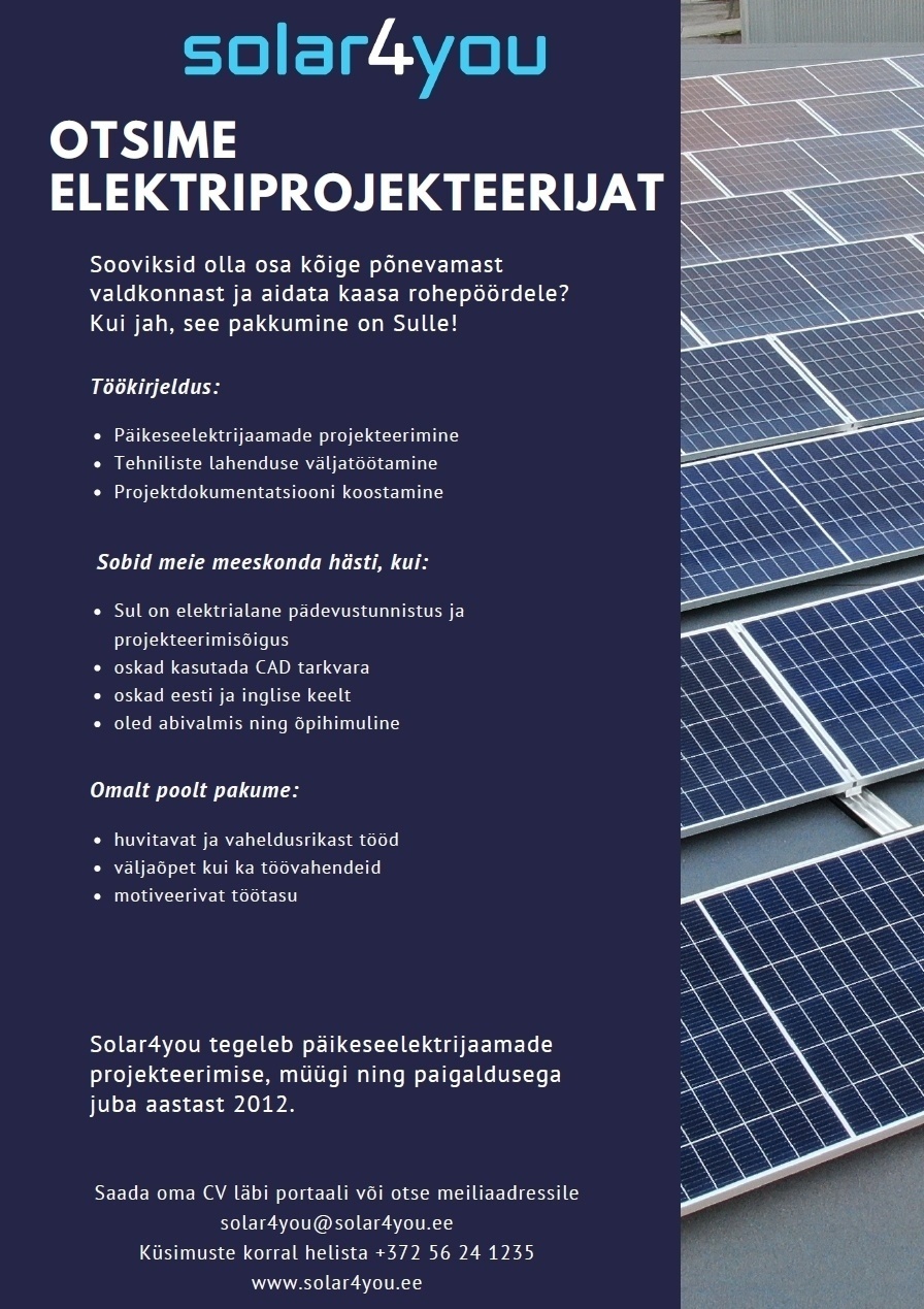 Solar4you OÜ Elektriprojekteerija