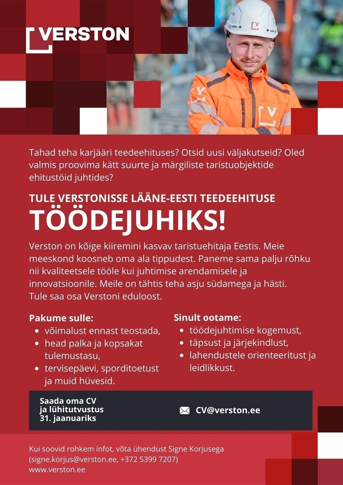 VERSTON OÜ Lääne-Eesti töödejuht