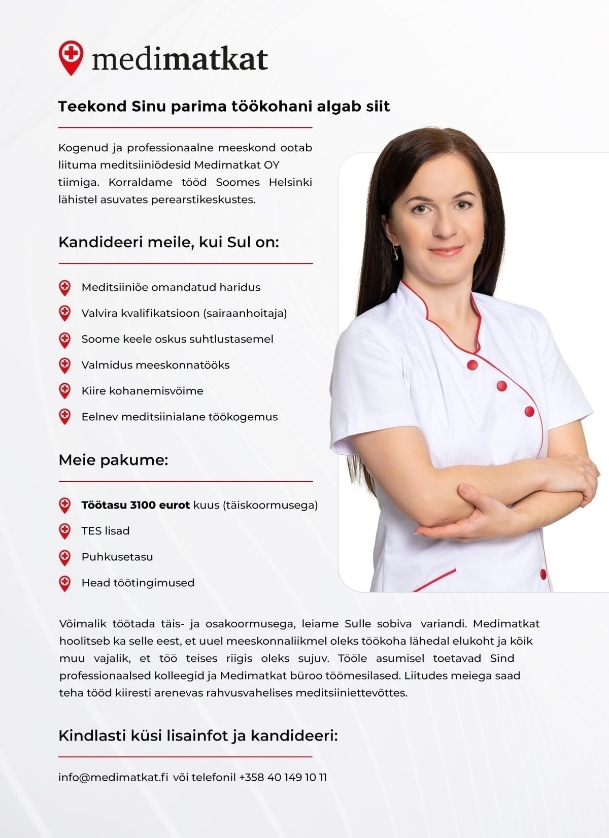 Medimatkat OY  Meditsiiniõde Soome - Sairaanhoitaja