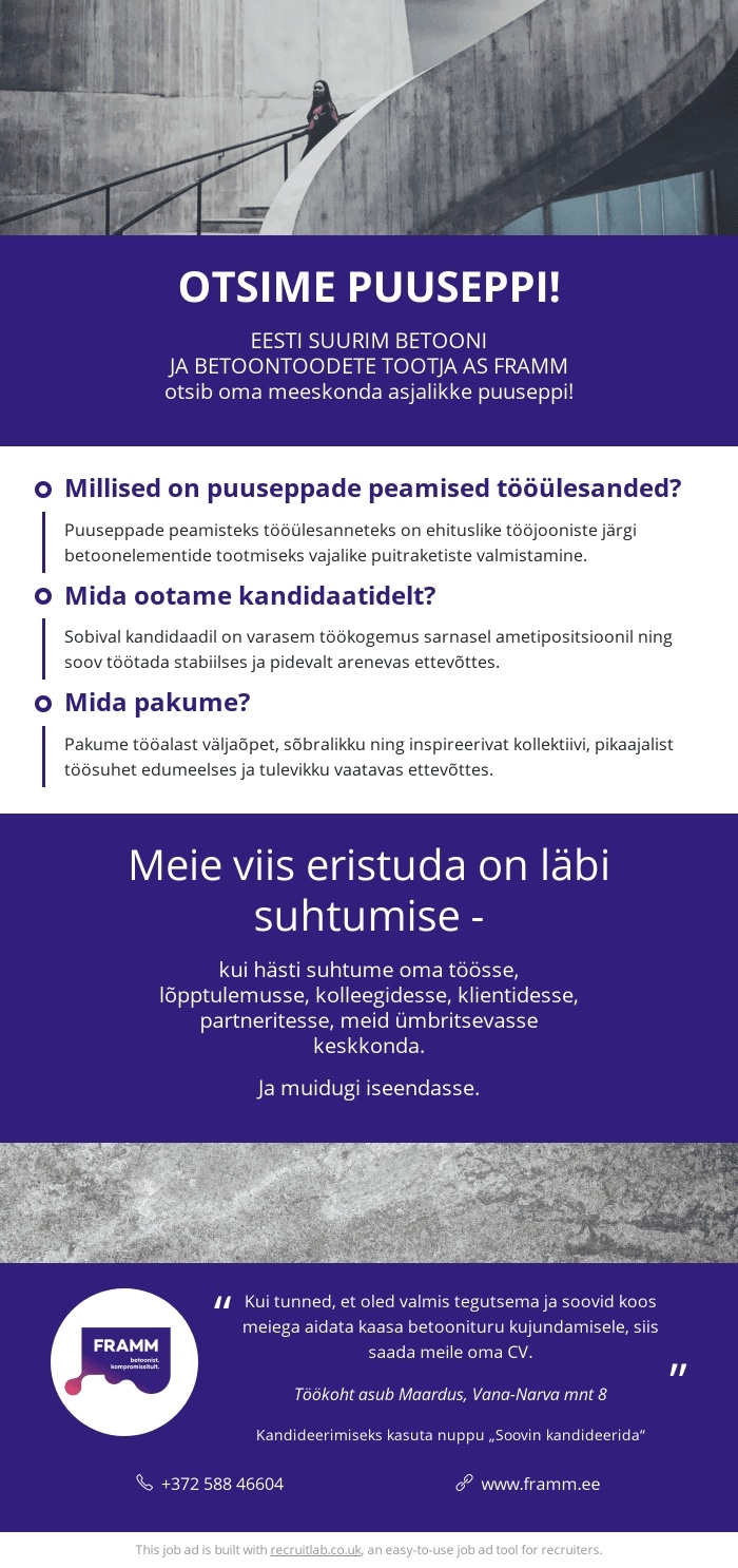 Framm AS Puusepp / плотник