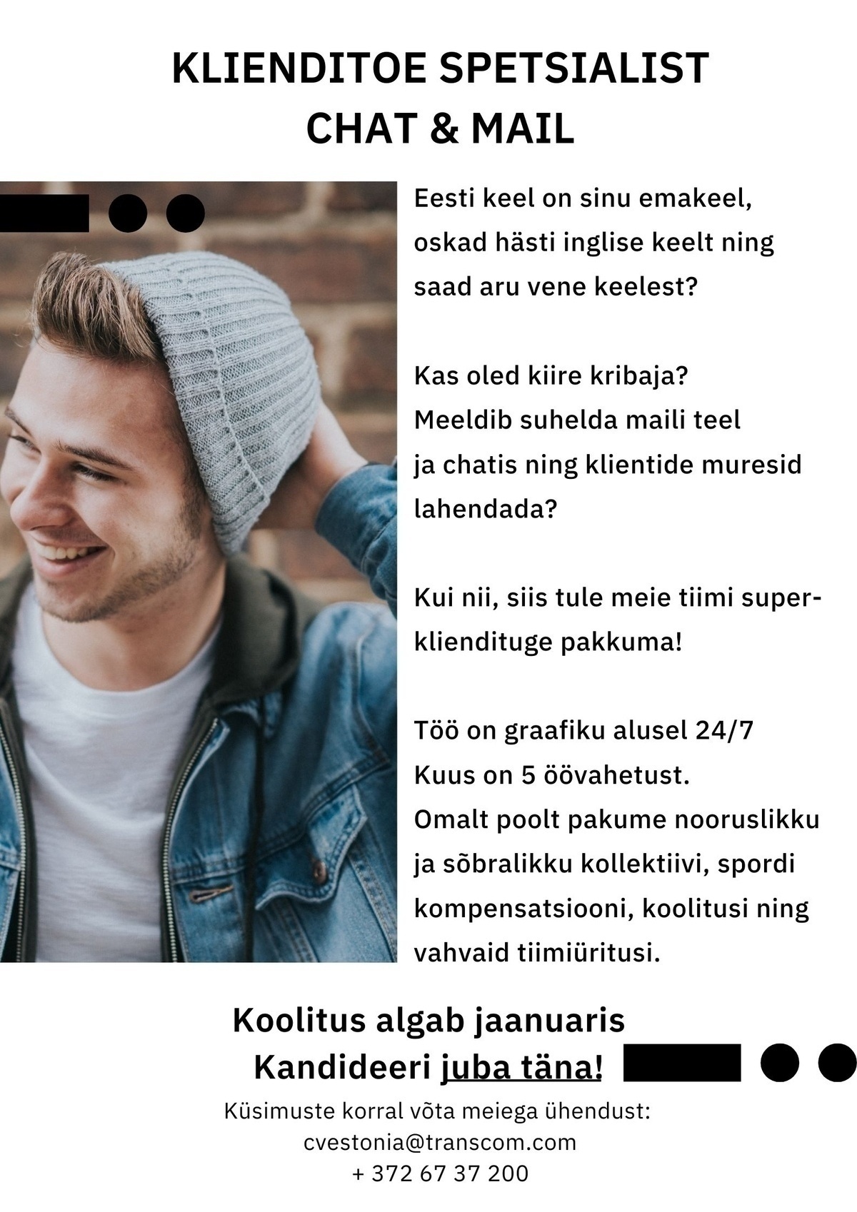 Transcom Eesti OÜ Eesti-inglise-(vene) chat klienditugi