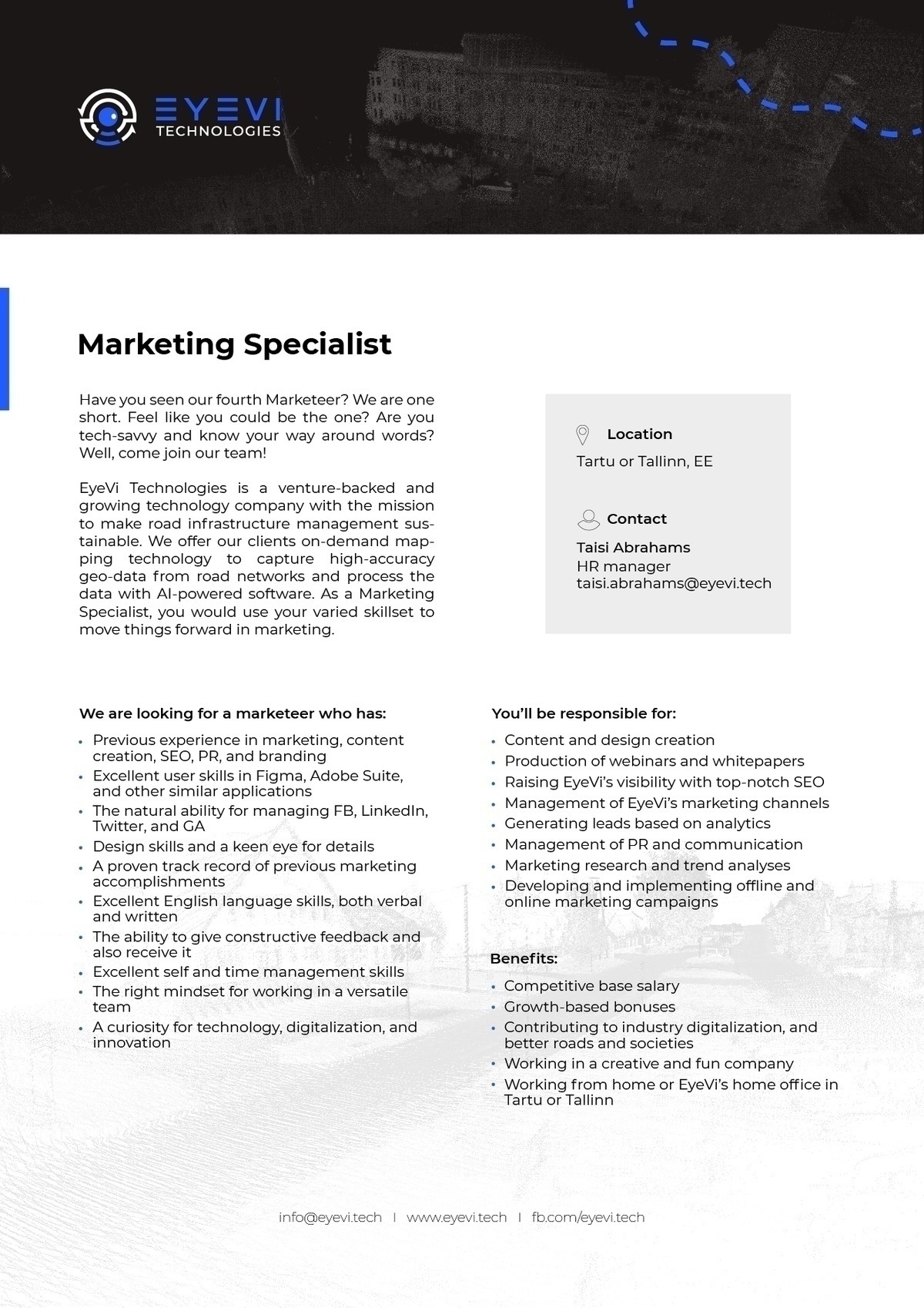 EyeVi Technologies OÜ Marketing Specialist