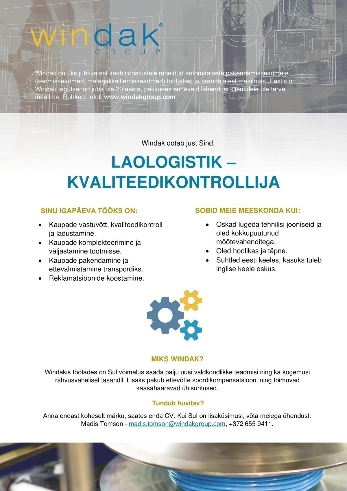 CVKeskus.ee klient LAOLOGISTIK – KVALITEEDIKONTROLLIJA