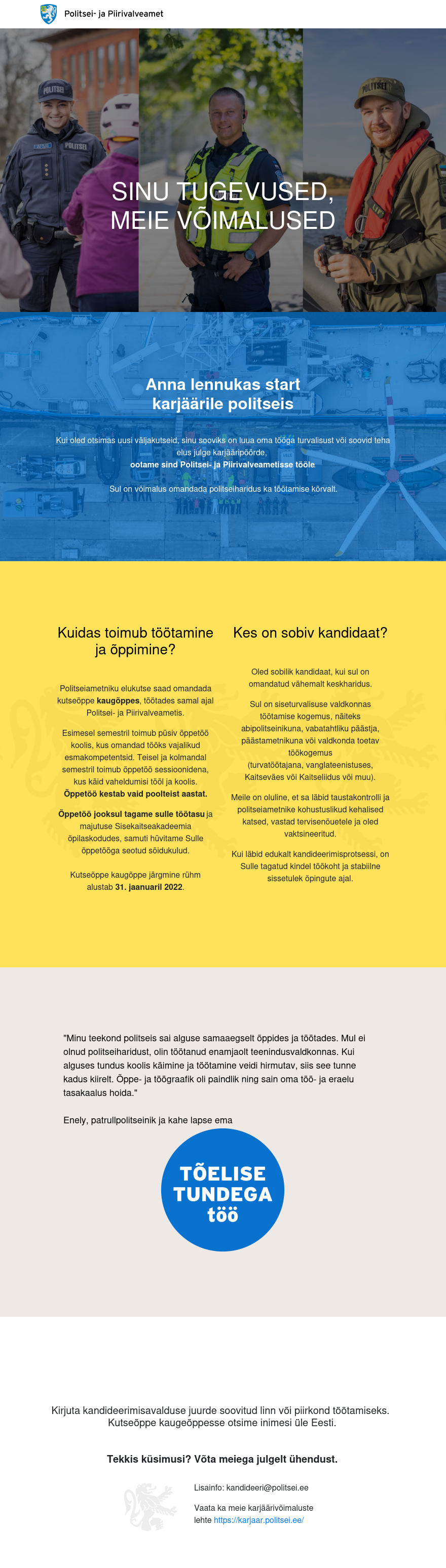 Politsei- ja Piirivalveamet Tule politseisse tööle