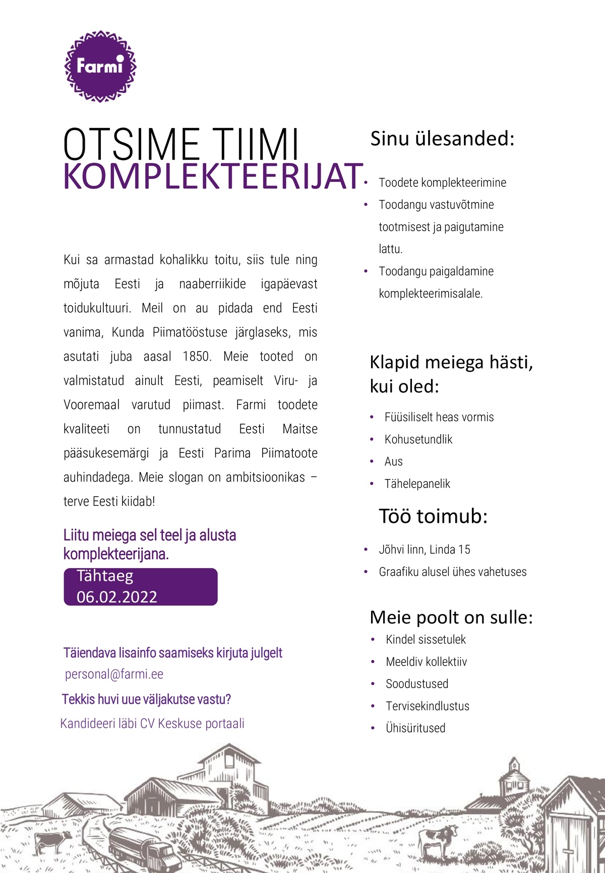 Farmi Piimatööstus AS Komplekteerija