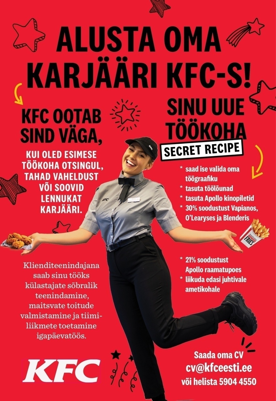 CVKeskus.ee klient Uus KFC TONDI ootab enda tiimi klienditeenindajaid!