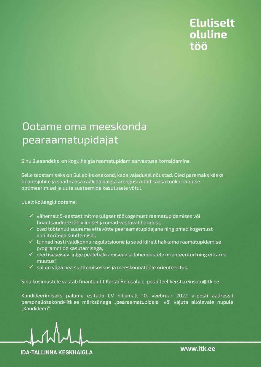 AS Ida-Tallinna Keskhaigla Pearaamatupidaja