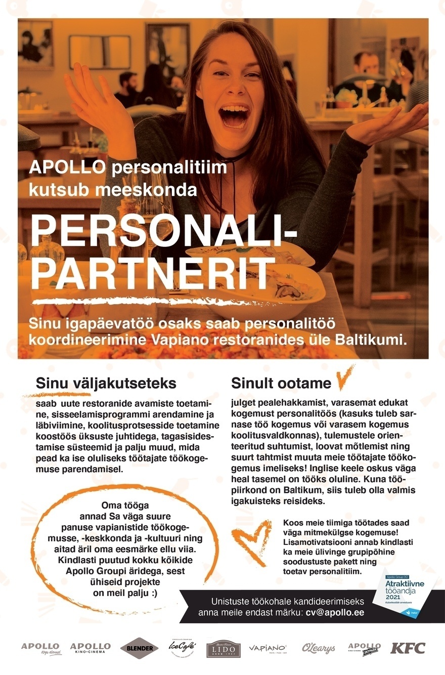 CVKeskus.ee klient APOLLO personalitiim kutsub meeskonda PERSONALIPARTNERIT
