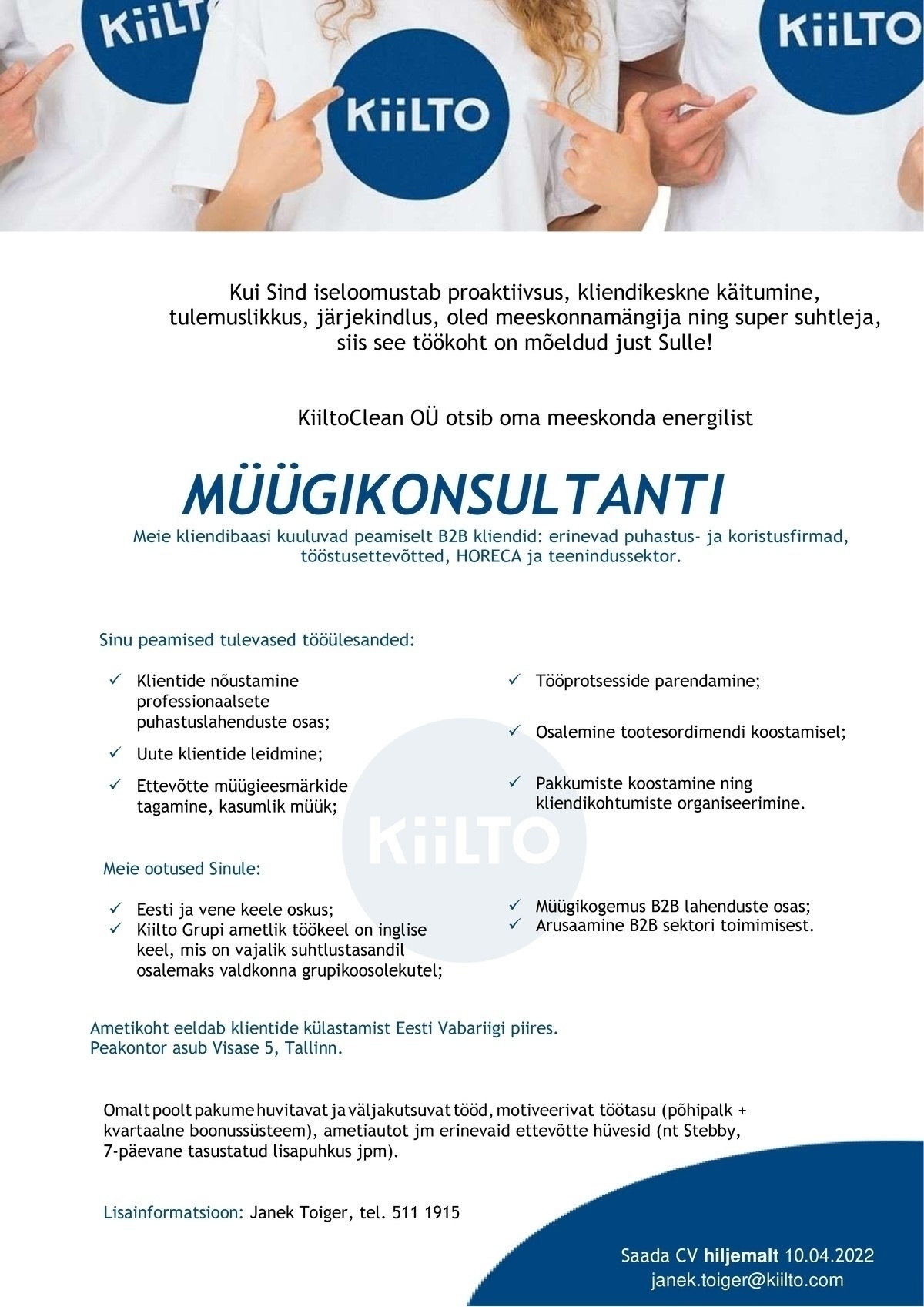 KIILTOCLEAN OÜ Müügikonsultant