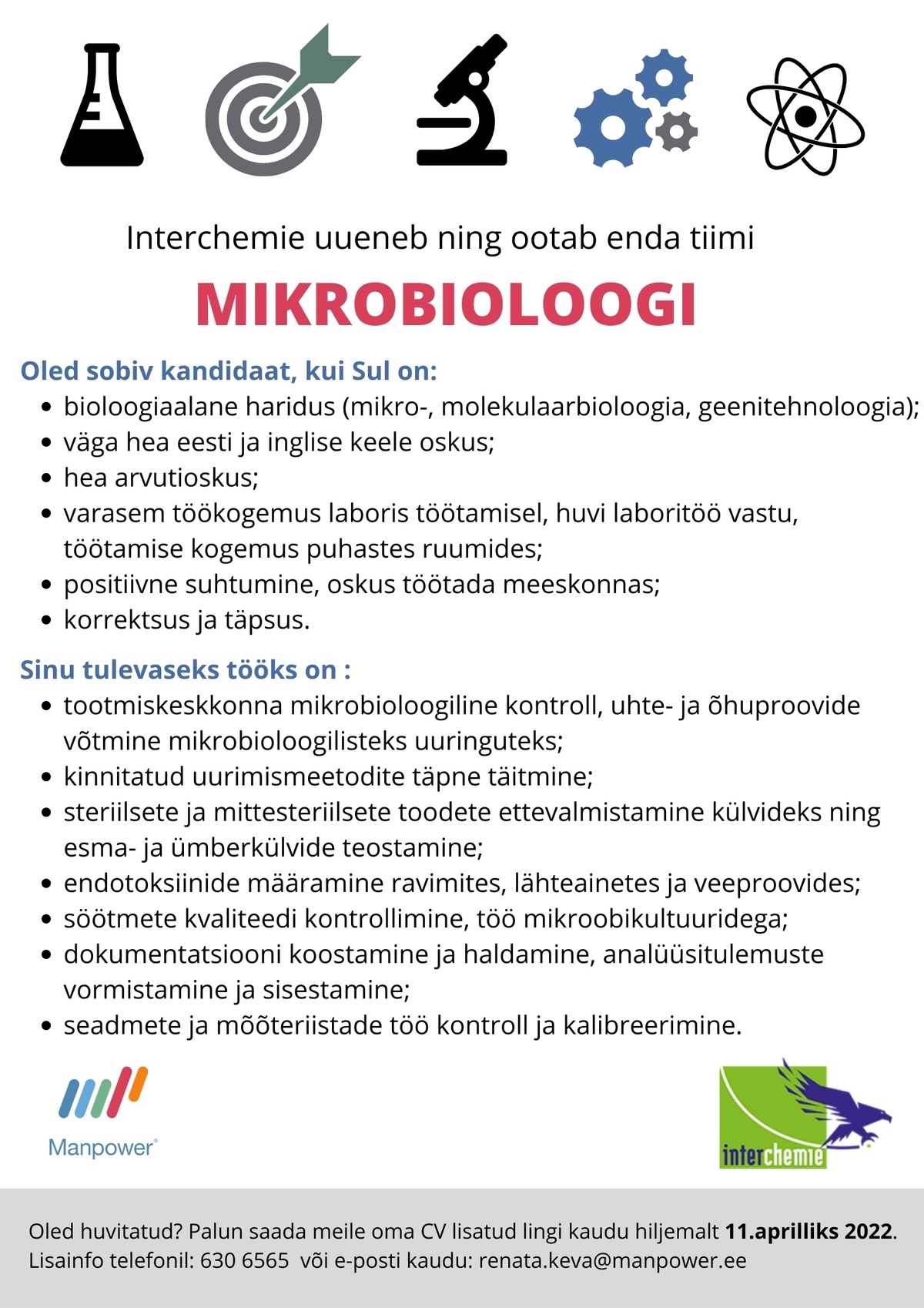 Manpower OÜ MIKROBIOLOOG