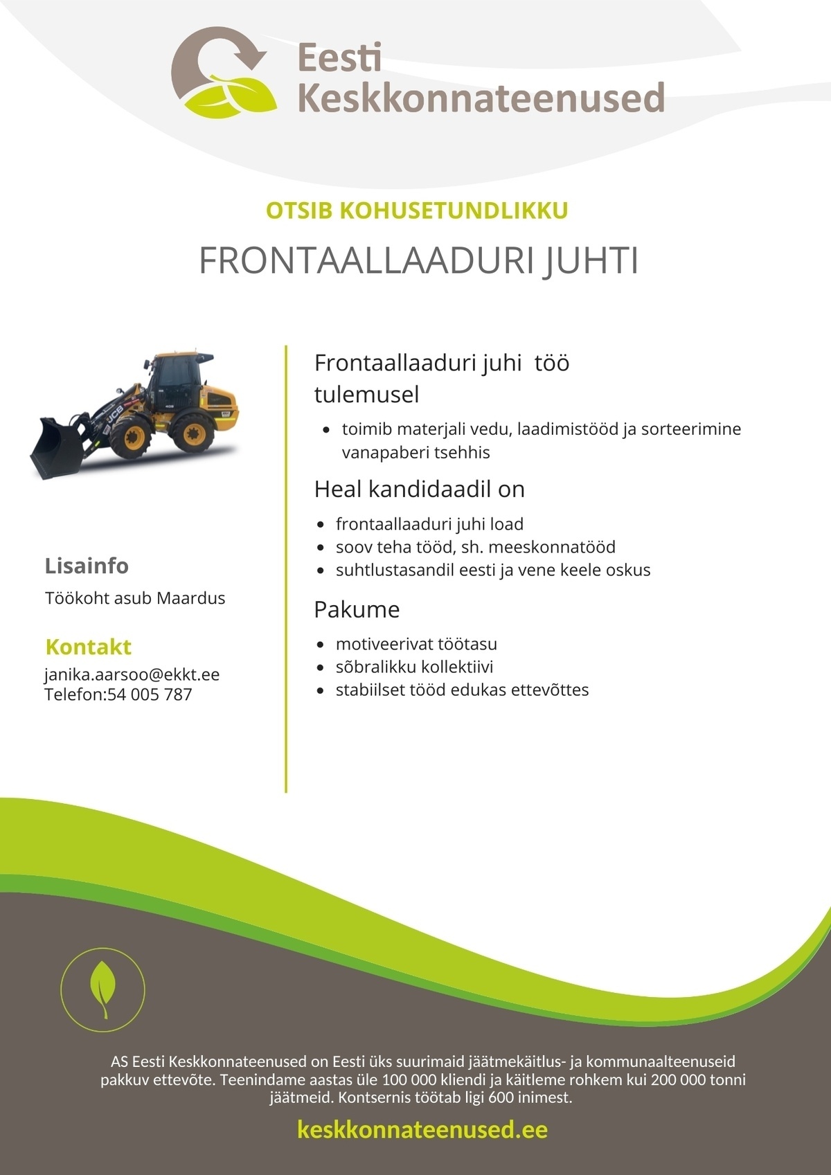 Eesti Keskkonnateenused AS Frontaallaaduri juht