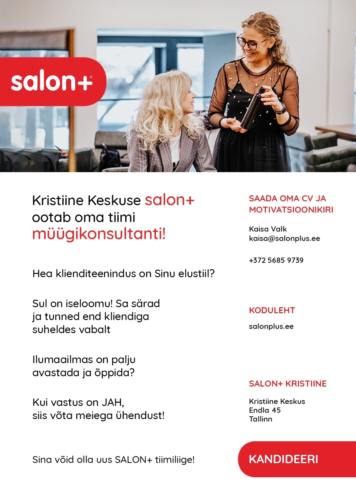 Salonplus Baltic OU Administraator müügikonsultant