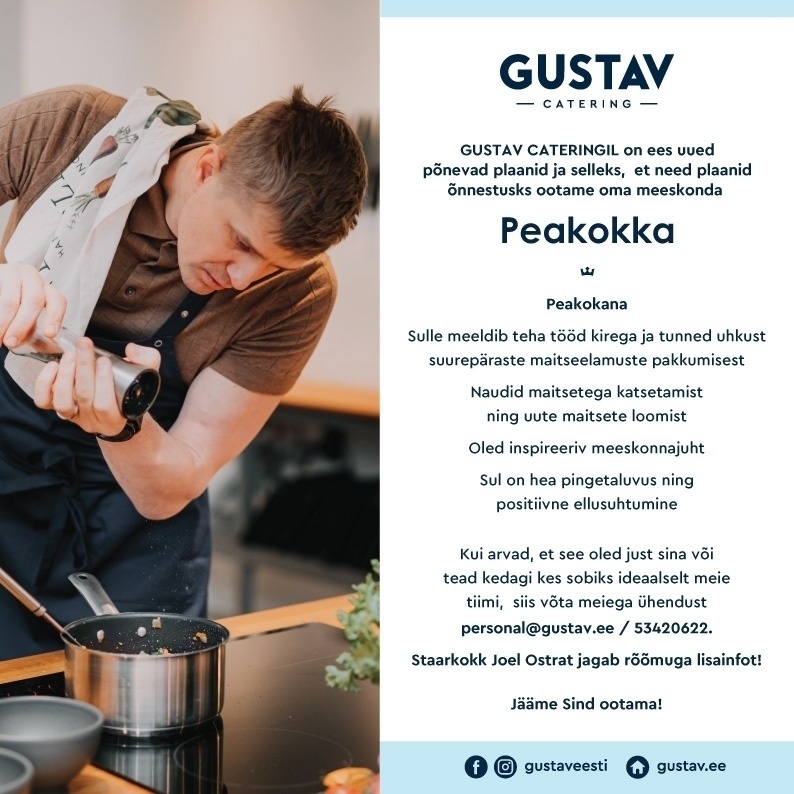 GUSTAV CAFE OÜ PEAKOKK Gustav Catreingi