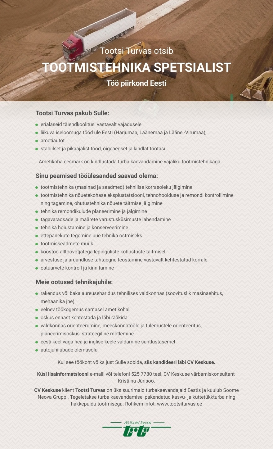 Tootsi Turvas TOOTMISTEHNIKA SPETSIALIST