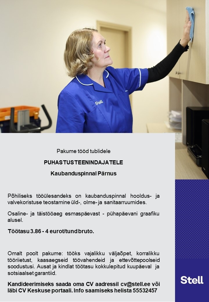 Stell Eesti AS Puhastusteenindaja Kaubanduspinnale Pärnusse