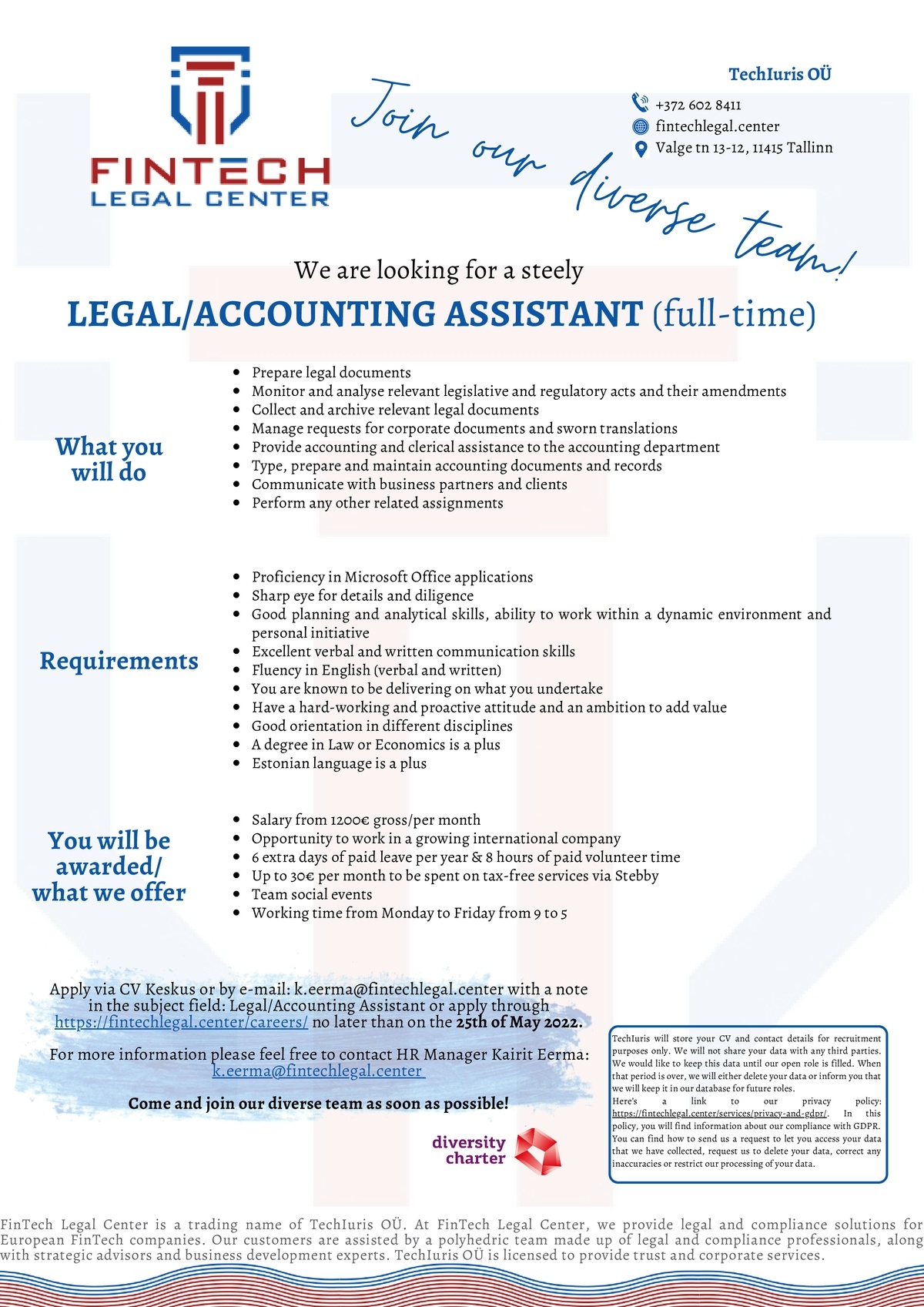 TechIuris OÜ Legal/Accounting Assistant