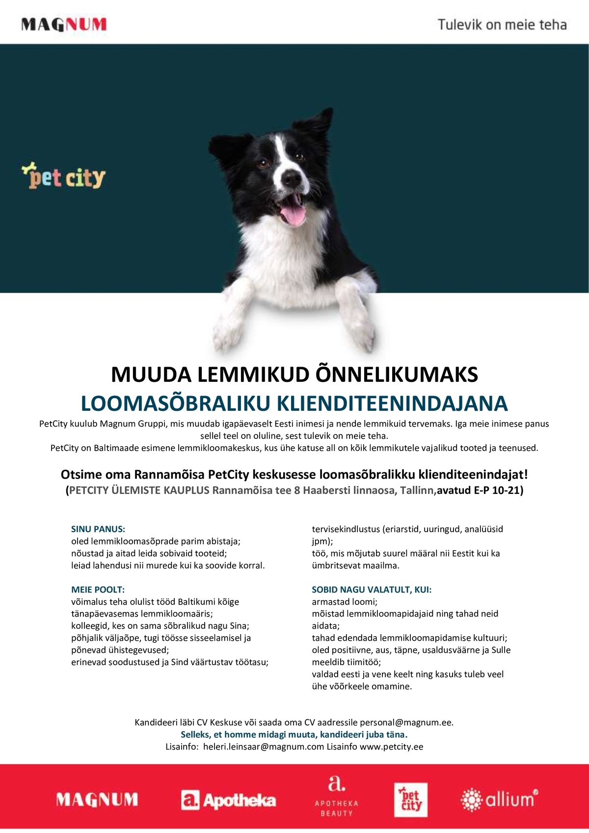 PET CITY OÜ Klienditeenindaja Rannamõisa PetCitysse