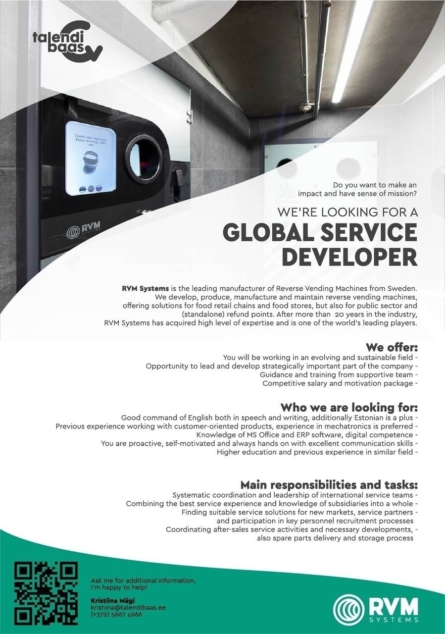 Talendibaas OÜ GLOBAL SERVICE DEVELOPER