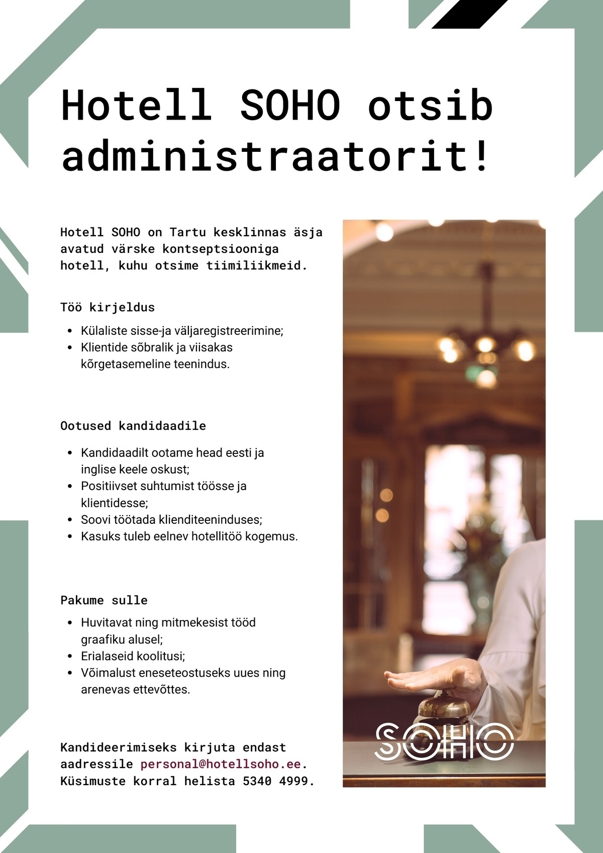 RK HOTELS OÜ Vastuvõtuadministraator