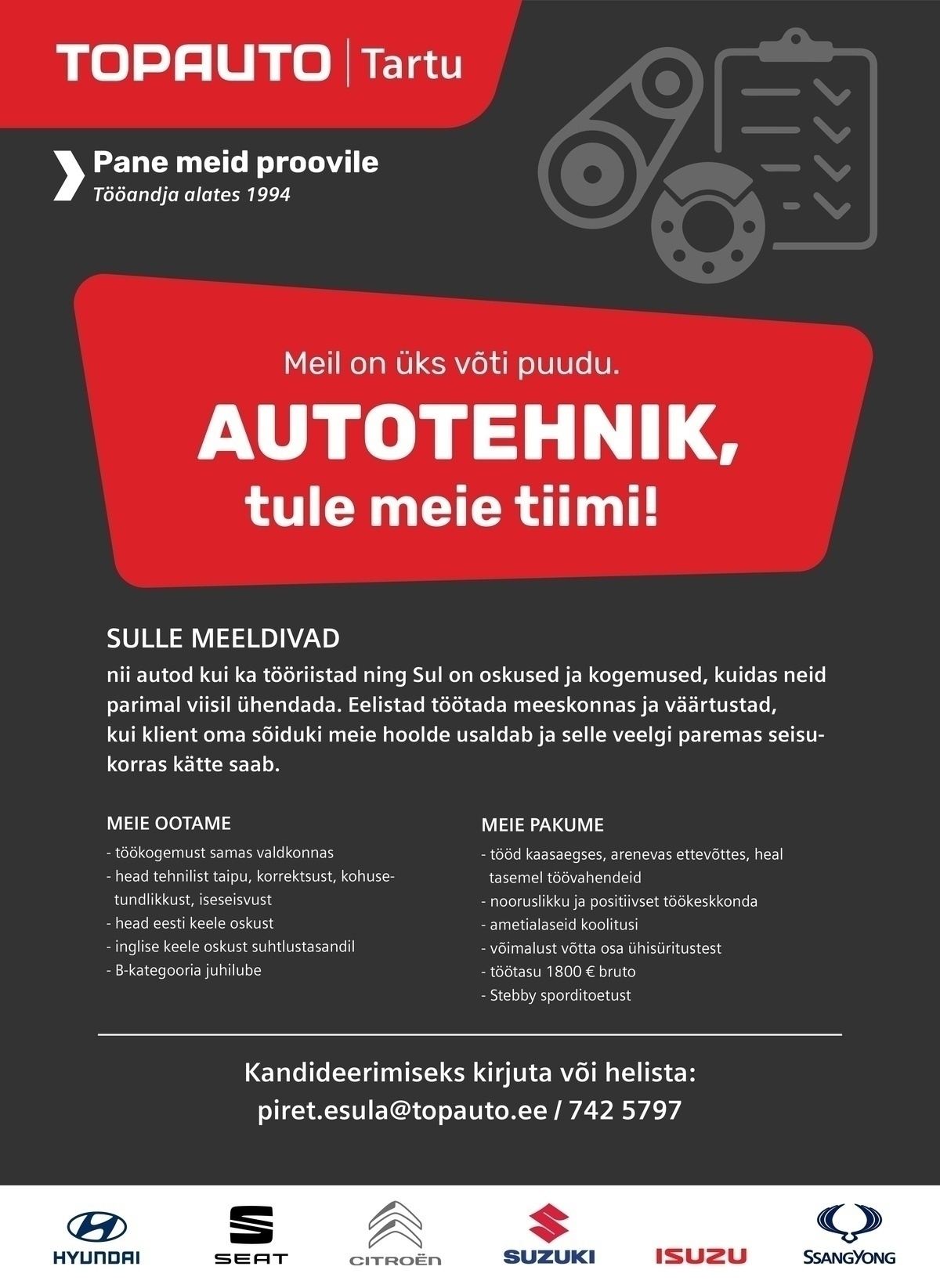 Topauto Tartu AS  Autotehnik