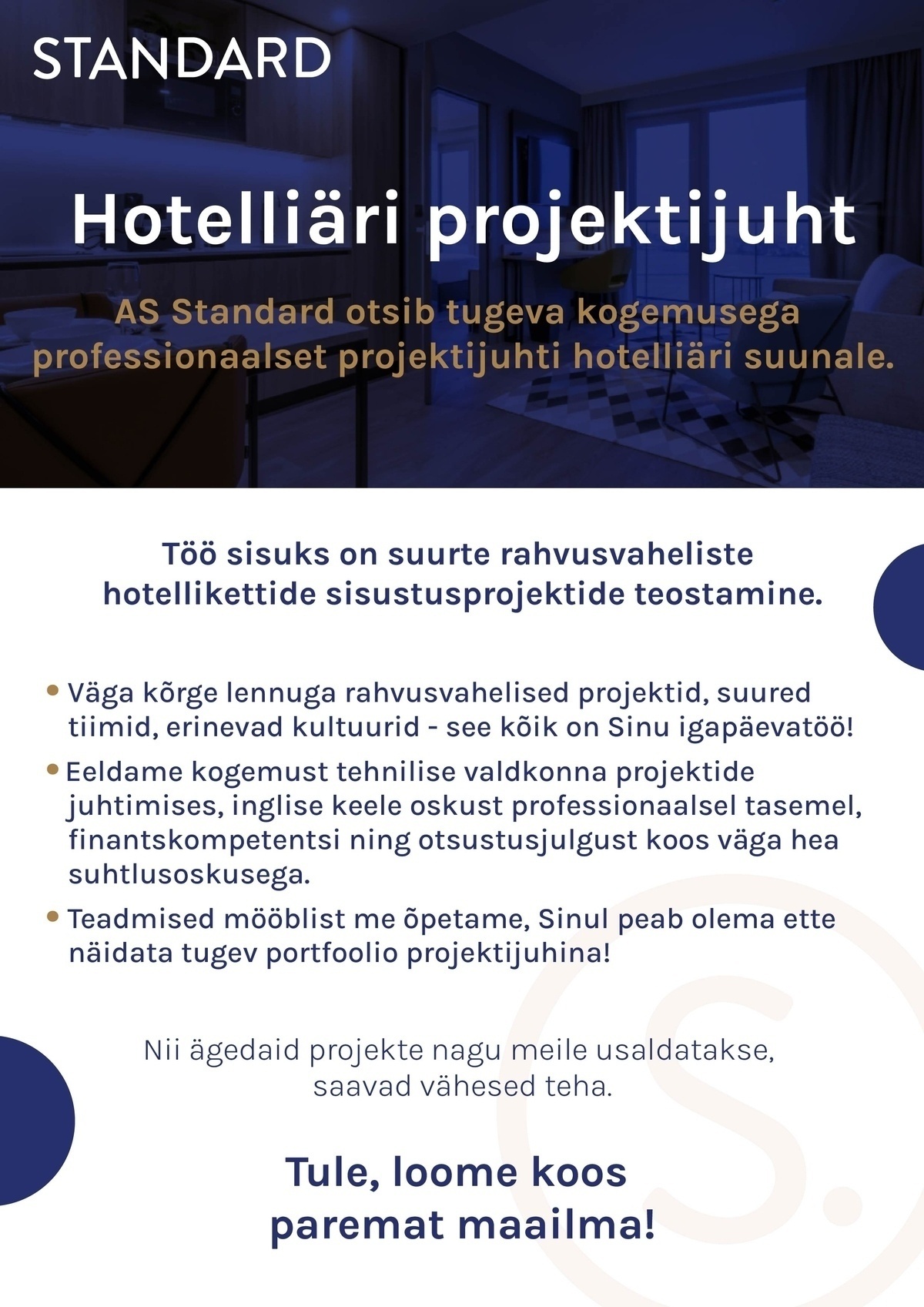 AS Standard Hotelliäri projektijuht